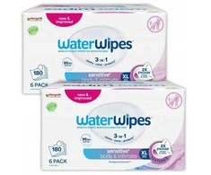 WATER WIPES Sensitive+ kūno ir intymios higienos drėgnosios servetėlės senjorams, 12 x 30 vnt.