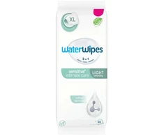 WATER WIPES „Sensitive+ Intimate Care“ lengvos valymo intymios higienos servetėlės žmonėms, turintiems šlapimo nelaikymo problemų, 30 vnt.