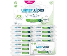 WATER WIPES „Sensitive+ Moisturizing Injection“ raminamosios servetėlės su alaviju, 12 x 60 vnt.