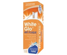 White Glo Anti-Plaque balinanti dantų pasta, skirta pašalinti ir užkirsti kelią akmenų susidarymui 100ml + šepetėlis