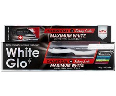 White Glo Baltas Glo Anglis + Baking Soda Maximum Baltas Dantų pasta balinanti dantų pasta 150g/100ml + dantų šepetėlis