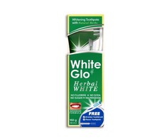 White Glo Baltas Glo Herbal Baltas Dantų pasta balinanti žolelių dantų pasta 100ml + dantų šepetėlis