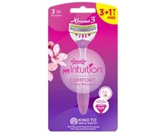 Wilkinson Sword vienkartinis skustuvas moterims My Intuition Comfort Cherry Blossom 3 + 1 vnt.