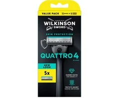 Wilkinson Sword Wilkinson Quattro 4 Skin Protection maszynka do golenia su 4 ostrzami i 5 wkładów