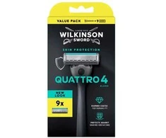 Wilkinson Sword Wilkinson Quattro 4 Skin Protection maszynka do golenia su 4 ostrzami i 9 wkładów