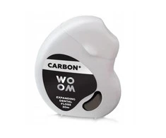 Woom Carbon+ plečiantis dantų siūlas su aktyvuota anglimi 30m