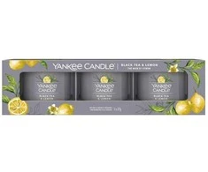 Yankee Candle Yankee žvakė su užpilu „Juodas arbata ir citrina“, 3 x 37 g