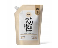 Yope Natūralaus skysto muilo papildymas su vanile ir baltuoju kedru, 600 ml