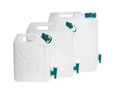 Vilde Jerrycan extra-fort - [MARQUE] - su švaraus vandens kraneliu 5 litrai - Balta ir žalia - Kemperis