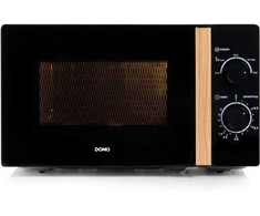 DOMO DO2820 mikrobangų krosnelė orkaitė - 20L - 700W - 35 min laikmatis - Atitirpinimo funkcija - L44 x D35,8 x A 25,8 cm - Juodas medžio apdaila