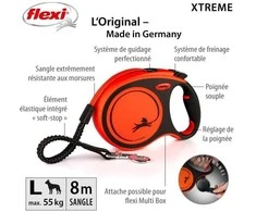 Trixie Flexi Xtreme šunų pavadėlis, L, iki 55 kg, 8 m, oranžinis