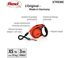 Trixie Flexi Xtreme šunų pavadėlis, XS, iki 15 kg, 3 m, oranžinis