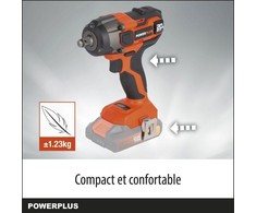 POWERPLUS Belaidis smūgio varžtas 20v 220nm + kintamas sukimo momentas - Dual Power Powdp20150 - Pristatomas be akumuliatoriaus ar įkroviklio