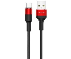 USAMS U5 USB-C 2A krovimo ir informacijos perdavimo laidas, Juoda/Raudona