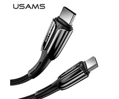 Usams U43 USB-C į USB-C greito įkrovimo laidas 100W, Juodas