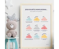 EQhub „Jeigu kalbėtų mano jausmai“ - ugdantys plakatai emocinio intelekto lavinimui, dekoracijos vaiko kambariui ar klasei - A3 formatu