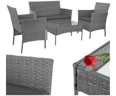 Antracito spalvos rotango sodo baldai Gardlov 26907
