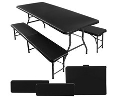 Gardlov Folding garden table 180cm + 2 benches - juodas