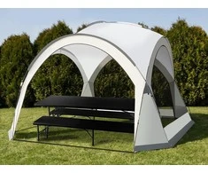 Gardlov Folding garden table 180cm + 2 benches - juodas