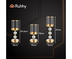 Candlestick - lantern set 3 pcs auksinis Ruhhy 26487