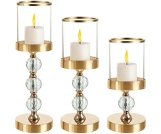 Candlestick - lantern set 3 pcs auksinis Ruhhy 26487