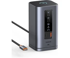 „Baseus Spacemate RD1 11w1 USB-C“ | 2xHDMI 4K@60Hz | 2xDP 4K@60Hz | 2xUSB-A 10Gb/s | USB-C 10Gb/s | RJ45 | USB-A 480Mb/s | USB-C PD | mini lizdas 3,5 mm | kroviklis EU pilka