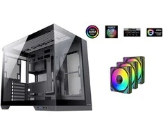 1St Cool 1stCOOL DREAMER korpusas, vidutinio dydžio bokštas, AU, USB 3.0, USB-C, 3x 120 mm ARGB ventiliatoriai, juodas