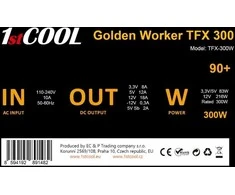1St Cool Maitinimo šaltinis 1stCOOL Maitinimo šaltinis Golden Worker TFX 300 88+, 300W, TFX, juoda