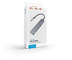 Fixed Fiksuotas | 5 prievadų USB-C mini šakotuvas nešiojamiesiems kompiuteriams ir planšetiniams kompiuteriams | FIXHU-MN-GR