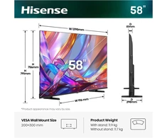 Televizorius TV Set Hisense 58E7S Hi-QLED TV - 146 cm (58 inches), Juodas, UltraHD/4K, Triple Imtuvas