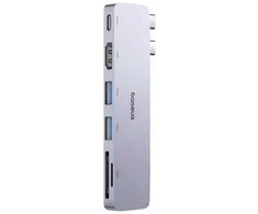 6in1 Baseus Ultra Joy 100W 1xUSB-C, 2xUSB, 1xHDMI, SD/Micro SD slot pilkas