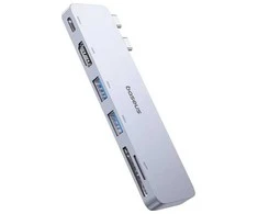 6in1 Baseus Ultra Joy 100W 1xUSB-C, 2xUSB, 1xHDMI, SD/Micro SD slot pilkas
