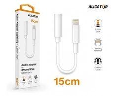 Aligator Alligator adapter Lightning / 3.5mm Jack, baltas