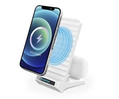 Aligator Alligator stand with 15W wireless charging and USB-C connector, 2in1, baltas