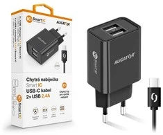 Aligator Chytrá síťová nabíječka 2.4A USB-C juoda