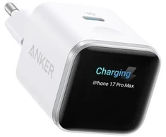 ANKER Nano Charger 45W GaN Ladegerät 1x USB-C ActiveShield 5.0 Touchsensor iPhone Erkennung SmartDisplay baltas (A121DG21)