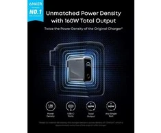Anker Prime Charger, 3 Ports, 160W, Sidabrinis