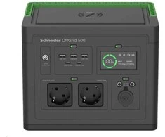 „Apc Schneider OffGrid“ nešiojama elektrinė 500, 230 V, 517 Wh ličio jonų, LCD, 2 CEE 7/3 „Schuko“ lizdai, „Sinewave“, 3 USB-A, 2 USB-C, belaidis įkroviklis