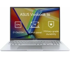 Nešiojamas kompiuteris ASUS NTB Vivobook 16 (X1605VA-MB1270W), i7-13620H, 16" 1920 x 1200, 16GB, 1TB SSD, Iris X, W11 Home, Sidabrinis
