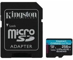 Atminties kortelė KINGSTON Canvas Go! Plus 256 GB Micro SDXC, su adapteriu