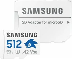 „Samsung Sonic Micro SD“ atminties kortelė 512 GB UHS-I U3 „Full HD 4K UHD“ 180 MB/s skaitymo 130 MB/s įrašymo greičiu nešiojamosioms konsolėms su SD adapteriu