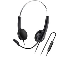 Genius HS-220U AI ausinės su mikrofonu, przewodowa, juoda, 2.0, zamykane, USB - C