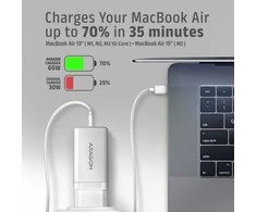 AXAGON GaN sieninis įkroviklis 3x prievadas (USB-A + 2x USB-C), PD3.0/PPS/QC4+/SFC2.0/AFC/SCP/FCP/Apple, 65W | ACU-DPQ65W