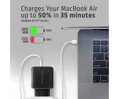 AXAGON GaN sieninis įkroviklis 2x prievadas (USB-A + USB-C), PD3.0/PPS/QC4+/SFC2.0/AFC/SCP/FCP/Apple, 45W | ACU-PQ45