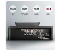 AXAGON ADSA-FPX USB-C 10Gbps - SATA 6G 2.5"/3.5" SSD/HDD FAST PORT X adapteris su kintamosios srovės adapteriu, USB-C - USB-A adapteris