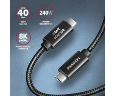 AXAGON | „NewGEN+“ USB-C į USB-C 4 kartos 3×2/240 W laidas, 0,5 m | BUCM4X-CM05AB