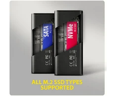 „Axagon EEM2-SD2B USB-C 10Gbps-M.2 NVMe ir SATA SSD“ ekrano dėžutė