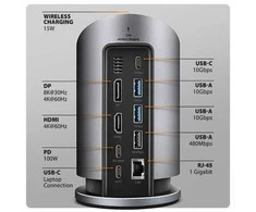 „AXAGON USB-C 10Gbps“ belaidis įkrovimo 9in1 šakotuvas | HMC-WL9