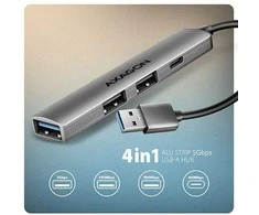 AXAGON ALU STRIP USB-A 4 port hub | HUE-STA