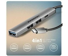 AXAGON ALU STRIP USB-C 4 prievadų šakotuvas | HUE-STC